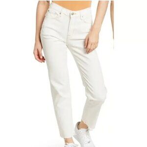 Kensie Vintage Luxe: The Slim | Straight Jeans Off-White Raw Hem Size: 10/30W